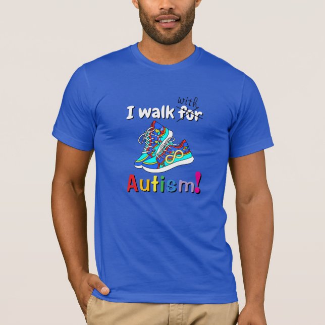 Camiseta de Tênis Coloridos 'Eu Caminho com Autism (Frente)