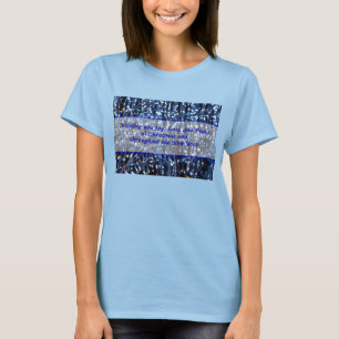 Camiseta de texto abstrato Luzes Azuis
