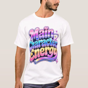 Camiseta de texto borbulhante retrô Y2K com energi