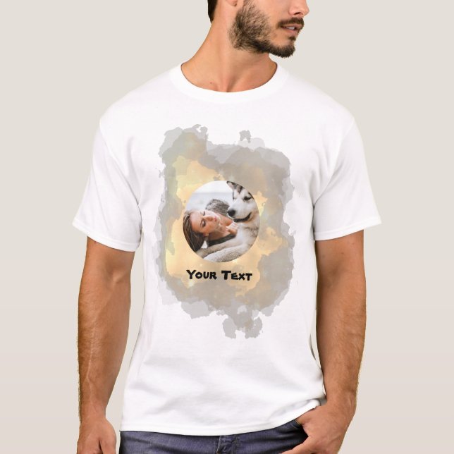 Camiseta de Texto e Foto Amarelo Personalizada (Frente)