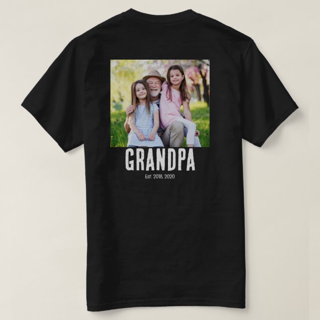Camiseta de texto Grunge com foto do Vovô Fundada (Verso do Design)