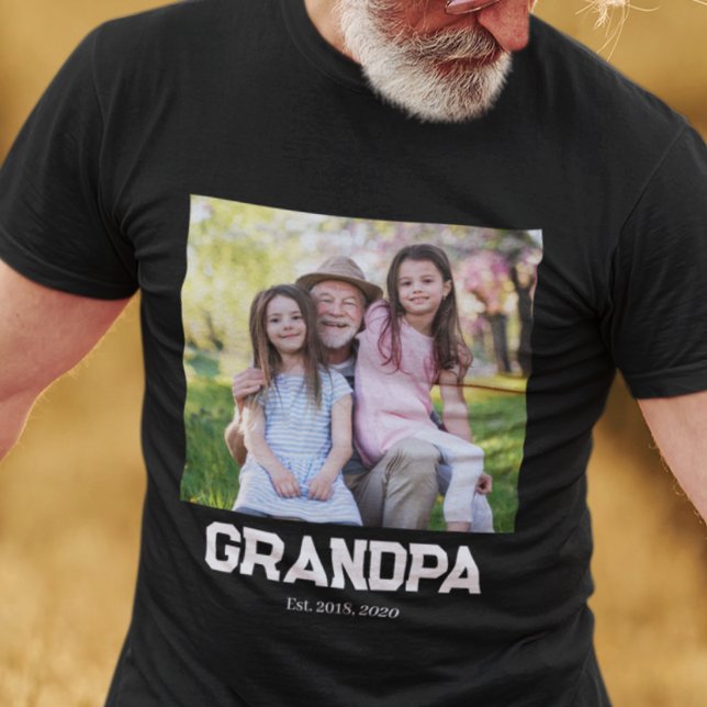Camiseta de texto simples Avô Fundado Foto (Criador carregado)