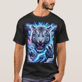 Camiseta de Tigre com Iluminação Azul Elétrica
