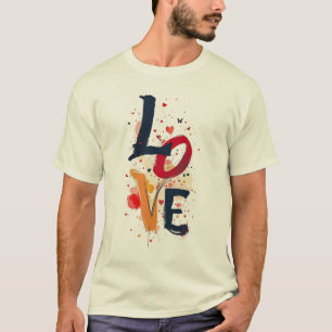 Camiseta de tipografia de pintura abstrata LOVE –