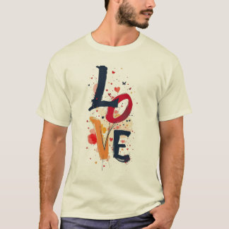 Camiseta de tipografia de pintura abstrata LOVE – 
