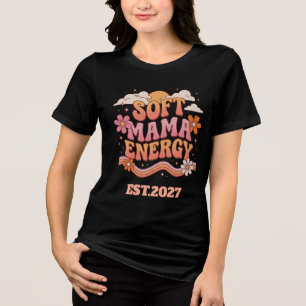 Camiseta de Tipografia Floral Retro Soft Mama Ener