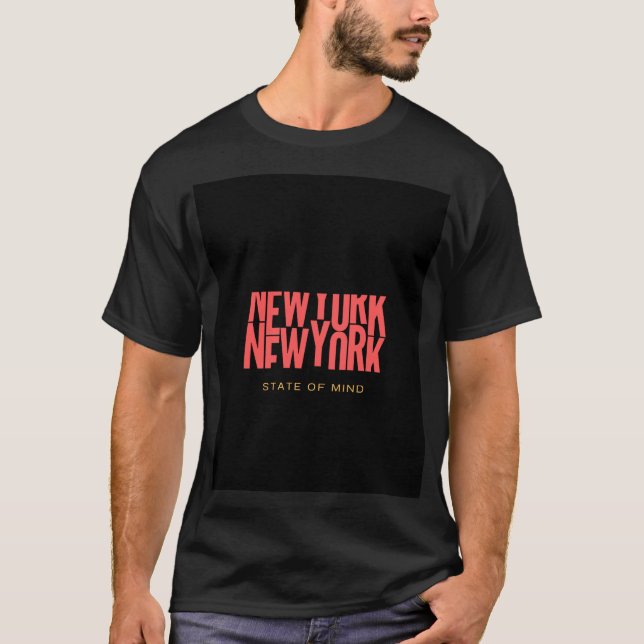 Camiseta de tipografia Newyork state of mind. (Frente)