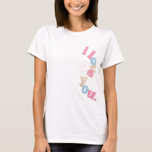 Camiseta de tipografia pastel ondulada e estética