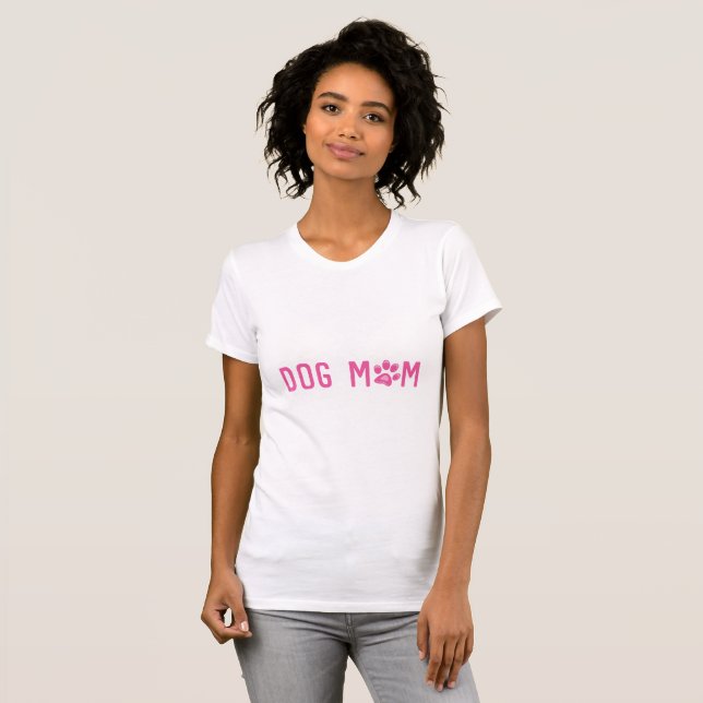 Camiseta de Tipografia Rosa Dog Mom (Frente Completa)