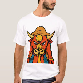 Camiseta de Touro Guerreiro de Desenho Animado Fof