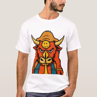 Camiseta de Touro Guerreiro de Desenho Animado Fof