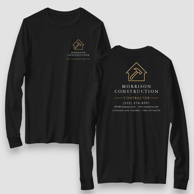 Camiseta de Trabalho Preta e Dourada para Reparos  (Criador carregado)