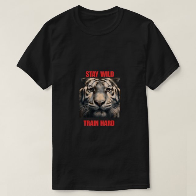 Camiseta de Treino de Ginásio Stay Wild Train Hard (Frente do Design)