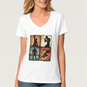 Camiseta de Treino de Silhueta de Fitness Vintage 