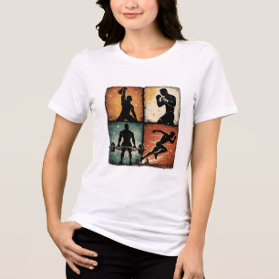 Camiseta de Treino de Silhueta de Fitness Vintage