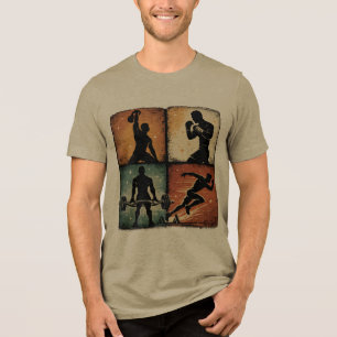 Camiseta de Treino Vintage Fitness Silhouette Grid