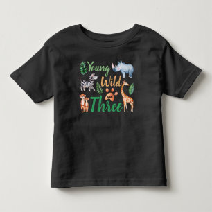 Camiseta De três safaris do animal aniversário de 3 anos