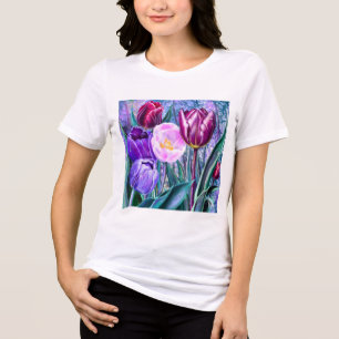 Camiseta de Tulipas Coloridas Pintadas