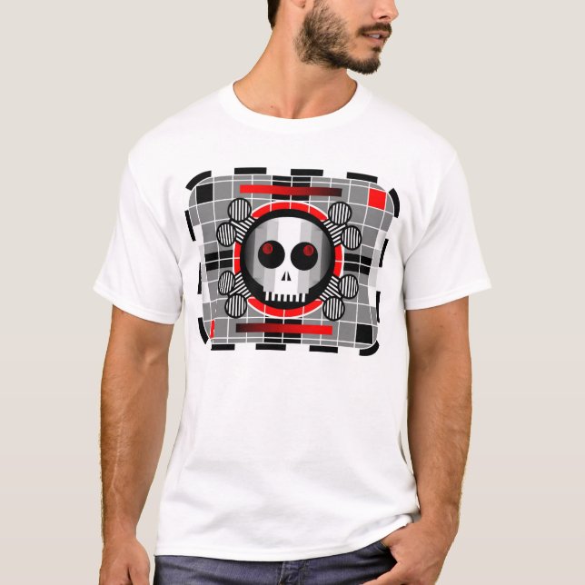 Camiseta de TV em crânio de cor branca (Frente)