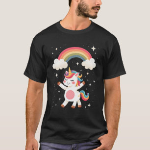Camiseta de Unicórnio Dabbing - Arco-íris Divertid