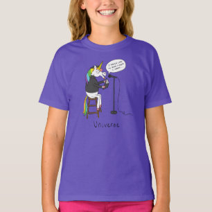 Camiseta de unicórnio do universo poesia garota en