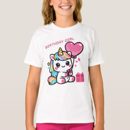 Camiseta de Unicórnio Menina de Aniversário Crianç