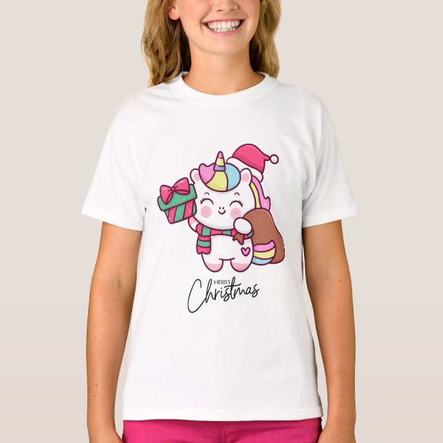 Camiseta de unicórnio para festa de Natal (Frente)