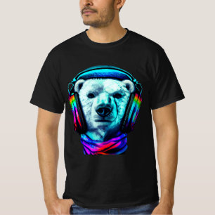 Camiseta de Urso Polar Usando Fones de Ouvido Arco