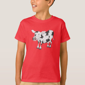 Camiseta de vaca branca e negra