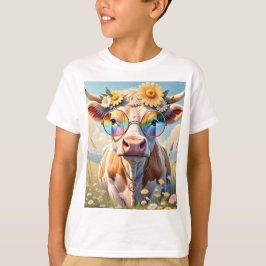 Camiseta 🐄 de vaca Hippie ✌️ | Moo-d do Amor