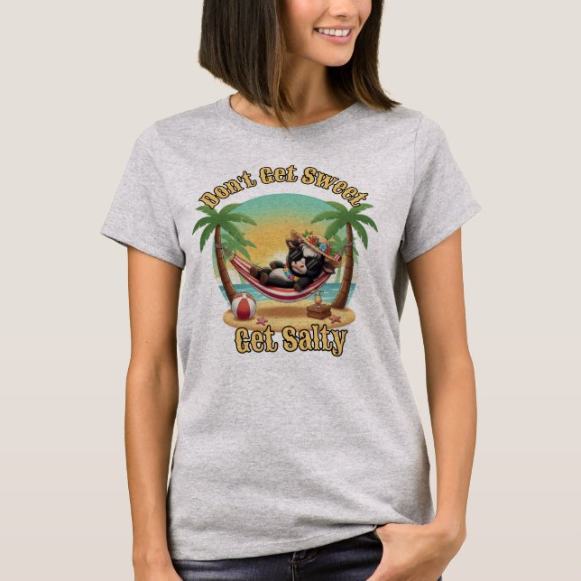 Camiseta de vaca "Não seja doce, seja salgado" (Frente)