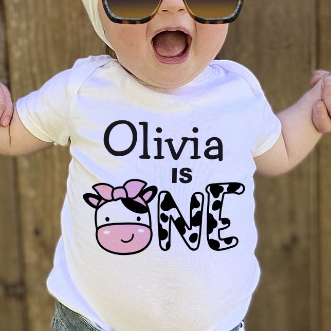 Camiseta de Vaca Personalizada para Menina de 1 An (Criador carregado)