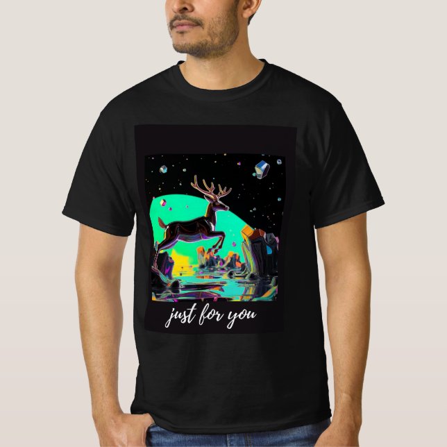camiseta de veado neon Tshirt de impressão animal  (Frente)