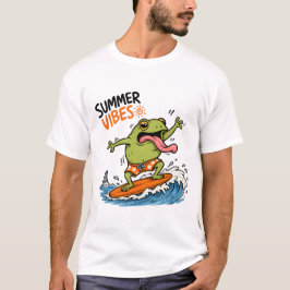 Camiseta de Verão com Sapo Surfista Engraçado