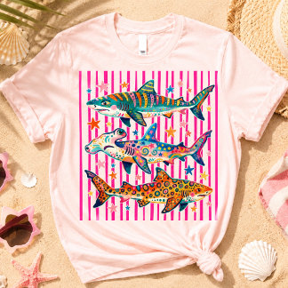 Camiseta de Verão do Tubarão da Praia Sem Luvas Oc