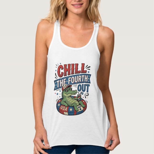 Camiseta de Verão Jacaré Engraçado Esfrie o Quarto (Frente)