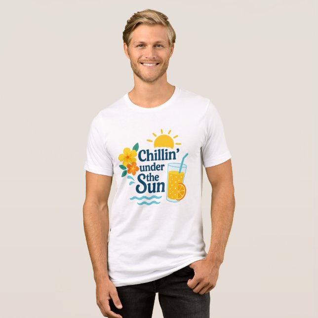 Camiseta de Verão para Praia – Relaxando sob o Sol (Frente Completa)
