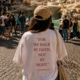 Camiseta de versículo da Bíblia 2 Coríntios 5:7