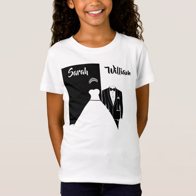 Camiseta de vestido branco de smoking preto (Frente)