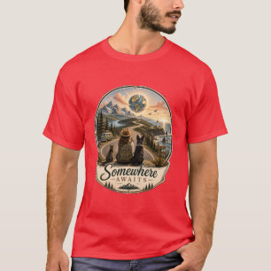 Camiseta de Viagem Cênica Espera em Algum Lugar