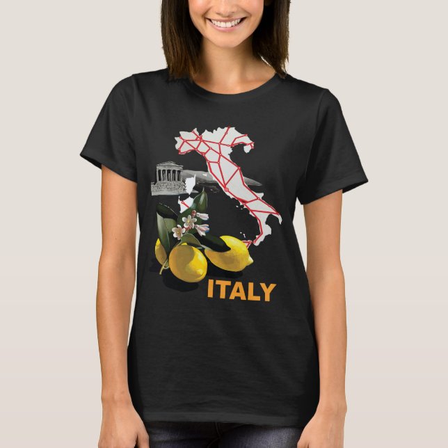Camiseta de Viagem do Mediterrâneo Limões Mapa da  (Frente)