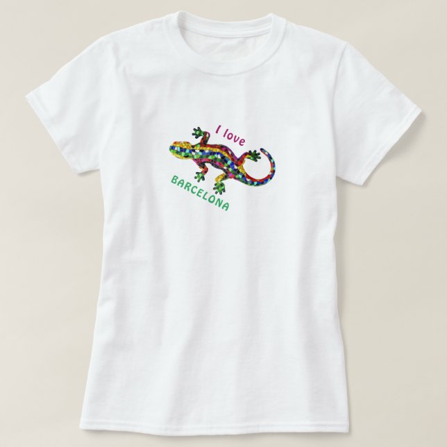 Camiseta de Viagem I - Amo Barcelona Presente de T (Frente do Design)