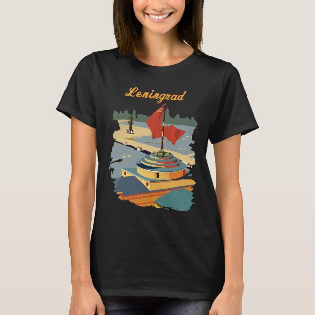Camiseta de Viagem Retro da Cidade de Leningrado R (Frente)