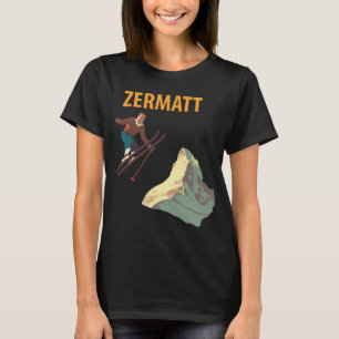 Camiseta de viagem retrô de esqui Zermatt Suíça