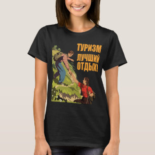 Camiseta de Viagem Retro de Montanhismo na Rússia
