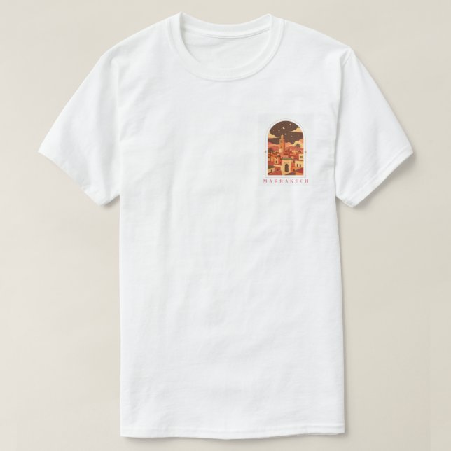 Camiseta de Viagem Retro Vintage Marrakech Marroco (Frente do Design)