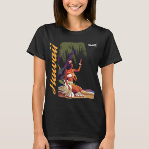 Camiseta de viagem tropical dançarina de hula do H