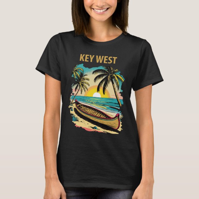 Camiseta de Viagem Tropical de Canoa de Key West (Frente)