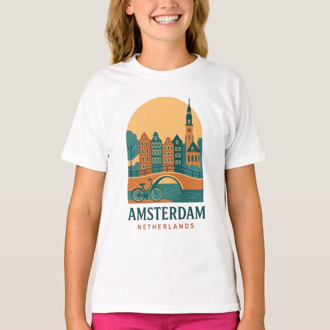Camiseta de Viagem Vintage Amsterdam Holanda  (Frente)