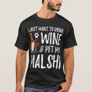 Camiseta de Vinho para Amantes de Cachorro Malshi 